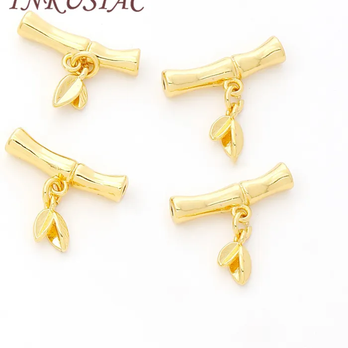 Authentic 18K Real Gold Plated Tube Spacer Beads For Jewelry,Separators For Bracelets,Bamboo Charms Connectors For Necklace DIY Findings
