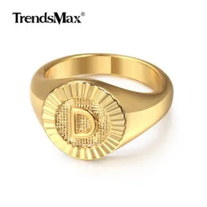 Authentic Celestial D: Golden Monogram Signet Ring for Divine Protection