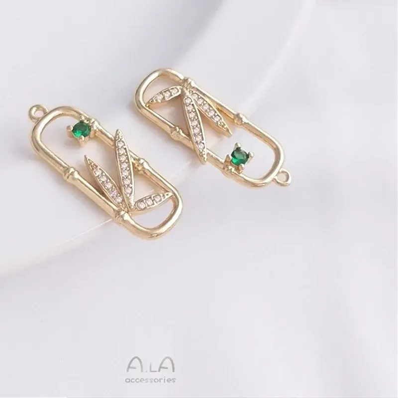 Authentic The Verdant Resilience Bamboo Talisman - 14K Gold and Zirconium Sacred Frame Amulet