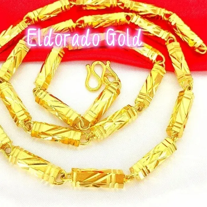 Authentic Eldorado Gold   Eldorado Gold 2025 2025High Quality AU750 18K Men's Charm Necklace, Personalized Design Hexagonal Bamboo Chain H