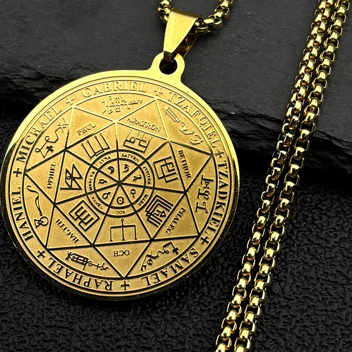 Authentic The Sevenfold Seal Archangelic Sigil Pendant In Protective Gold