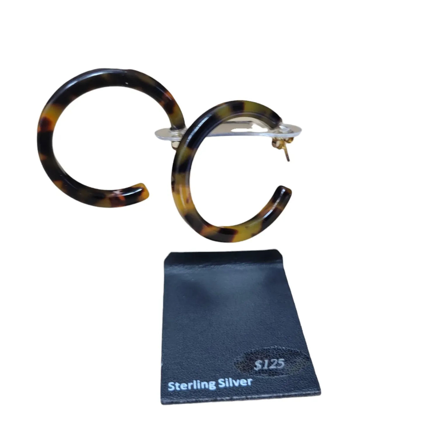 Authentic Simone Smith Women's Medium Tortoise Shell Look Earrings. 18K Gold Plated NWT