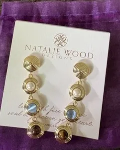 Authentic Celestial Strata Linear Gold-Plated Earrings