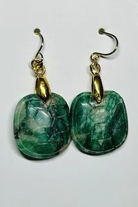 Authentic Verdant Shell Oracle Talisman - 14k Gold Plated Tortoise Jade Dangle Earrings