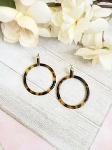Authentic Tortoise Shell Hoop Earrings With Beautiful Gold Plated Post