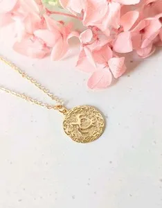Authentic Real Gold Plated Turtle Tortoise Coin Necklace Pendant For Her Minimalist