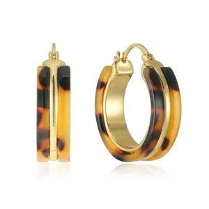 Authentic The Amber Veil: Tortoise Shell Resin and Radiant Gold Hoops