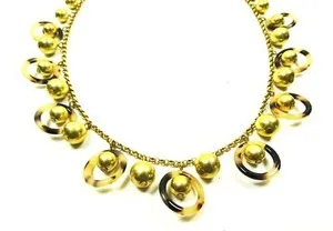 Authentic J.CREW Yellow Gold Plated Resin Tortoise Circles Chain Necklace
