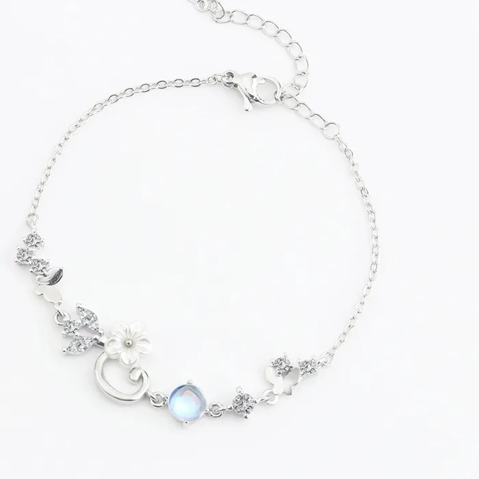 Authentic Sweet Romance Butterfly Love Flower Bracelet High End Moonlight Crystal Bracelets Jewelry Kofsac