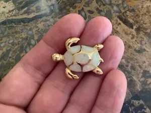 Authentic Celestial Tortoise of Eternal Wisdom - Australian Opal Gold Amulet