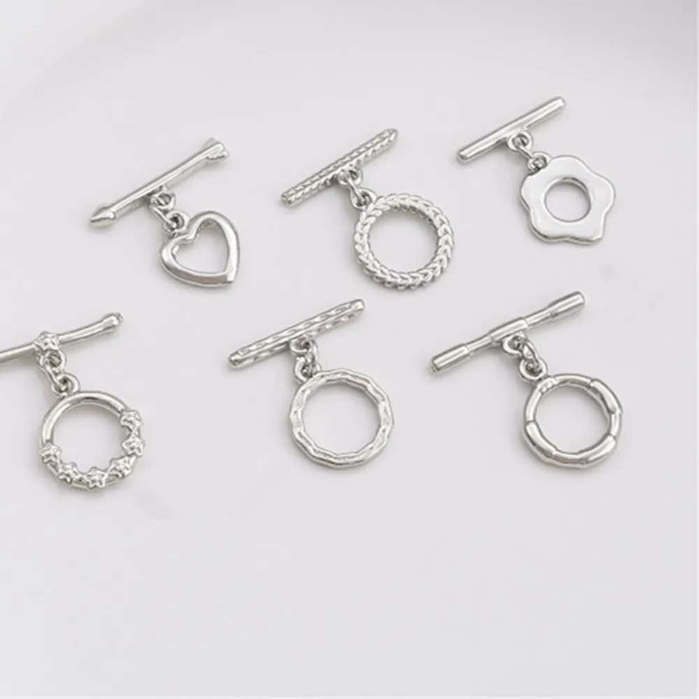 Authentic Mini Version OT Buckle Plated White Gold Peach Heart Buckle DIY Bracelet Necklace Accessories B899