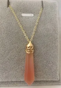 Authentic The Crimson Flame: Gold-Plated Red Agate Chakra Pendant Set