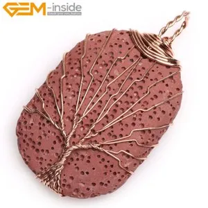 Authentic Assorted Color Gold Plated Lava Rock Bead Cockta Chakra Jewelry Necklace Pendant