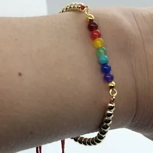 Authentic 7 Chakra Gold Plated Red Thread Adjustable Bracelet