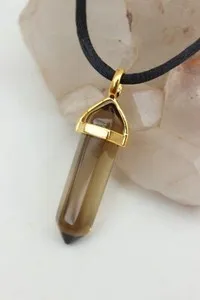 Authentic Smokey Quartz Chakra Pendant Gemstone Gold-Plated Bale Healing Necklace