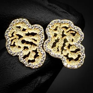 Authentic Radiant Solar Nugget Screw Back Earrings in Lustrous Gold-Plated Sterling Silver