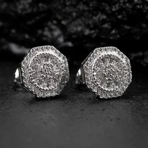 Authentic Octet of Light: White Gold-Plated Sterling Silver Sacred Geometry Studs