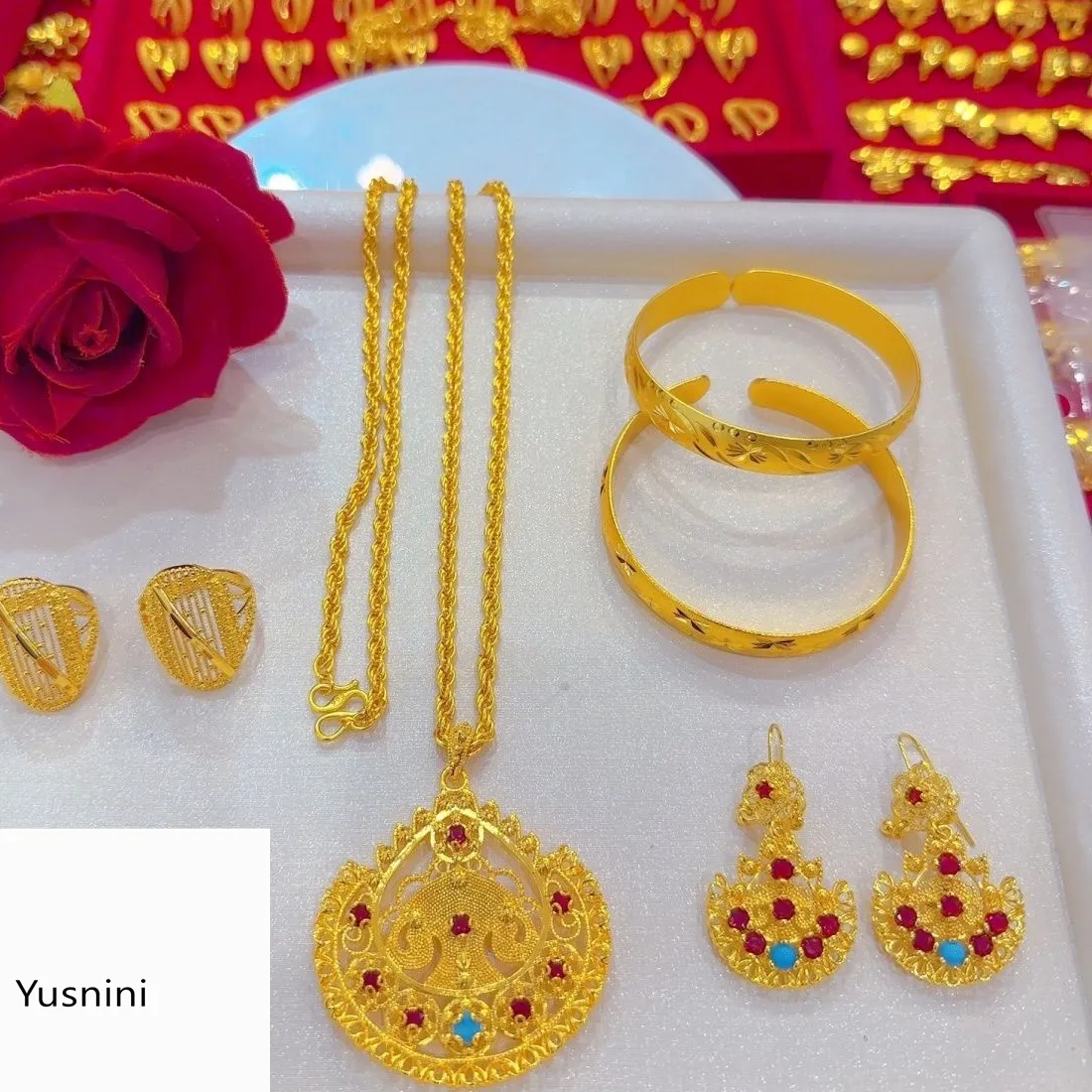 Authentic The Radiance Of Venus A Golden Ritual Of Necklace, Earrings, Rings & Bracelet