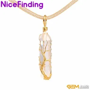 Authentic Natural Clear White Rock Quartz Healing Reiki Chakra Pendant Necklace 16"