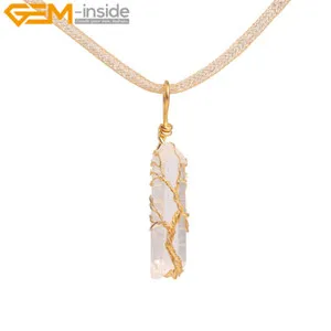 Authentic Natural Life Tree Chakra Rock Quartz Jewelry Pendant Necklace16'' Energy Healing