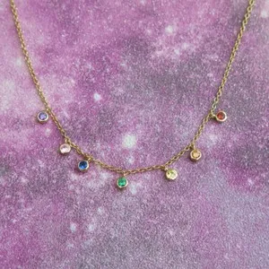Authentic Sterling Silver 24k Gold Plated Chakra Crystal Pendant Necklace Perfect