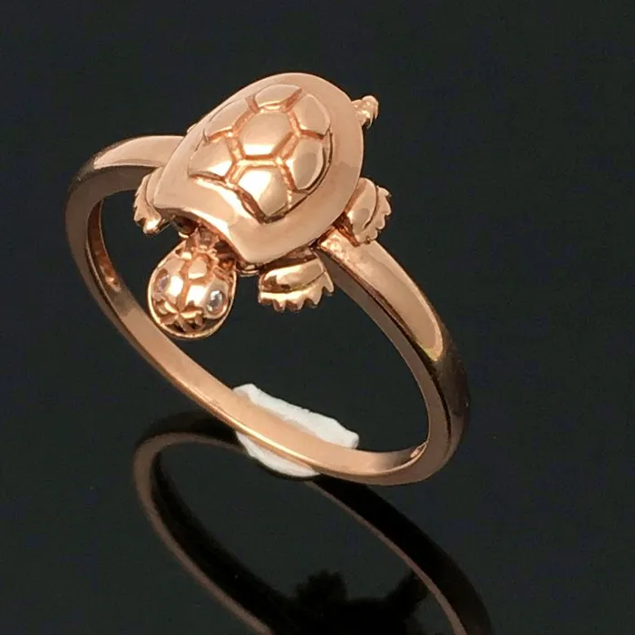Authentic Designers original brand new in 585 purple gold elegant charm golden tortoise-shaped lady attends the reception rings for women
