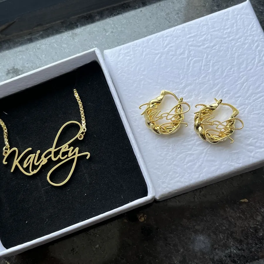 Authentic The Eternal Embrace A Sacred Script Necklace And Earrings