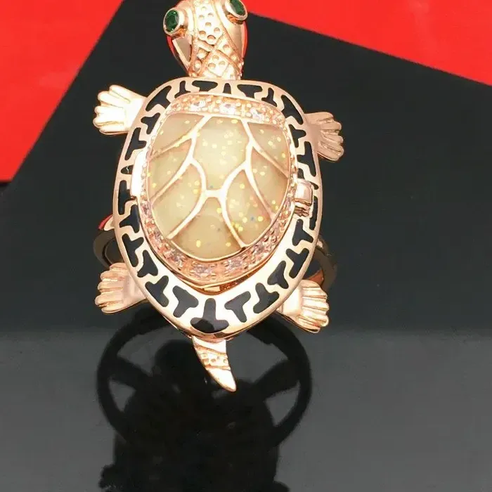 Authentic Distinctive Creative Idea Tortoise Rings for Women Fashionable Charms High-level Can Open Design Plated Rose Gold Jewelry