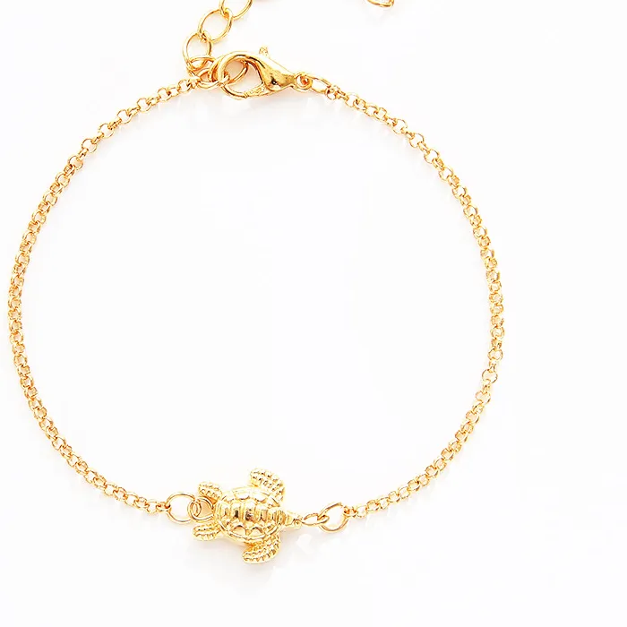 Authentic Gold Color Metal Tortoise Charm Bracelets For Women Adjustable Link Chain Turtle Bracelet Couple Bangle Jewelry