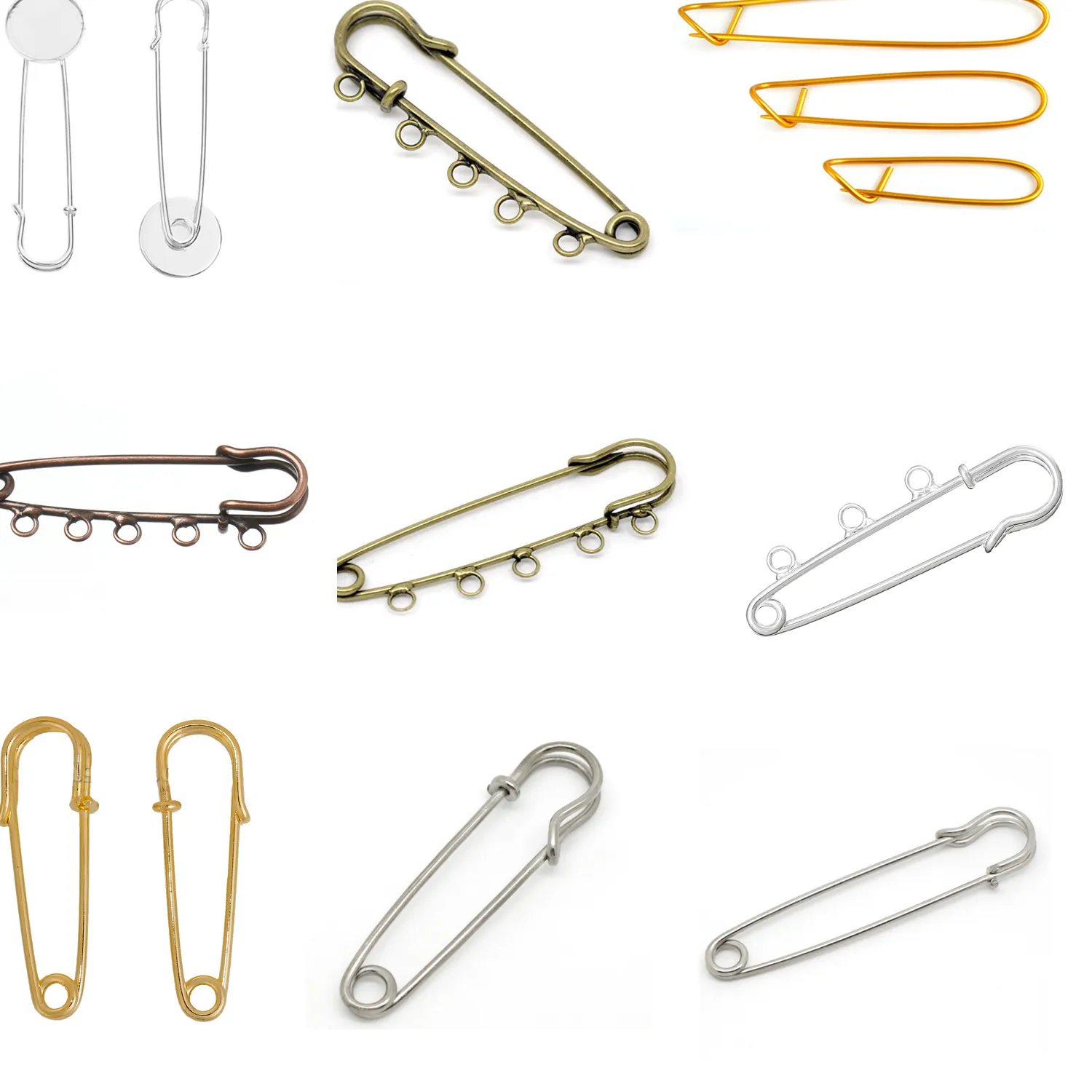 Authentic Large Safety Pin Brooch Stitch Holders With Holes For Diy Craft Jewelry Making Supplies Accessories