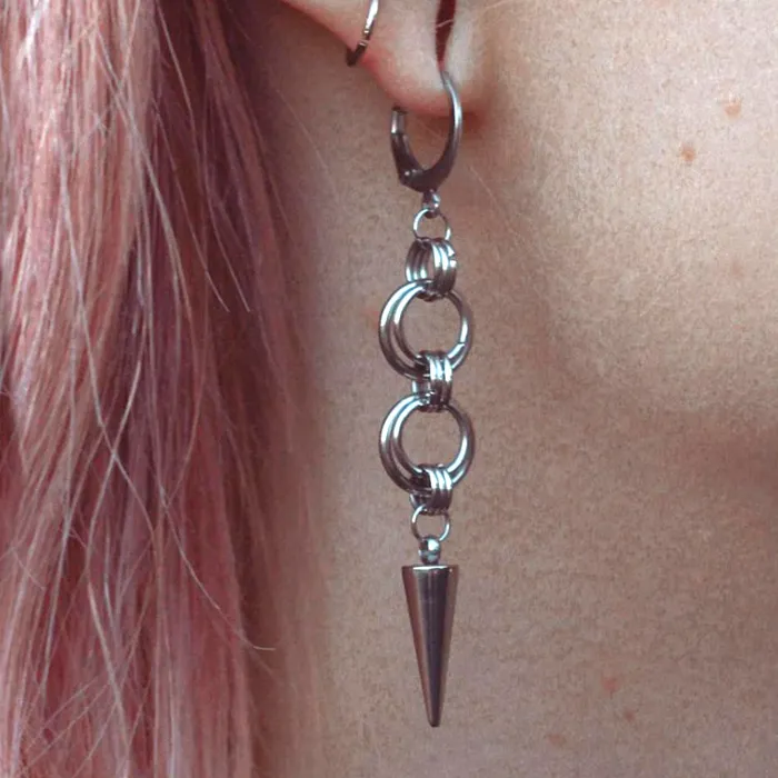 Authentic The Iron Lattice: Grunge Chain and Rivet Talisman Earrings