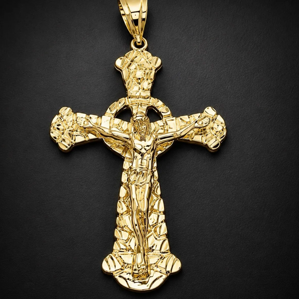 Authentic Embracing the Divine: 14K Gold Plated Crucifix Cross Pendant