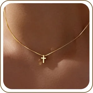 Authentic The Golden Path of Devotion Dainty 14K Gold Plated Cross