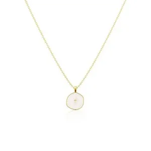 Authentic 14K Gold Plated Disc Cross Necklace for Women Mothers Day Jewelry