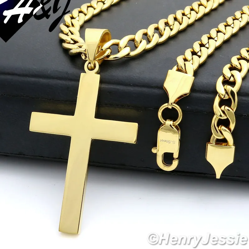 Authentic The Golden Path: 7mm Cuban Curb Chain and Sacred Plain Cross Talisman