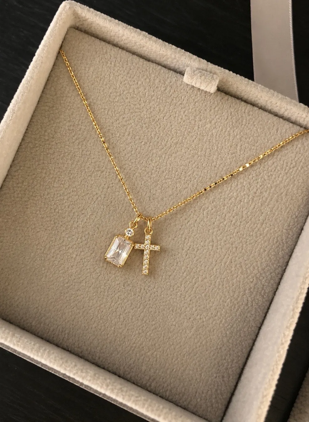 Authentic Celestial Light Cross Talisman – 18K Gold‑Plated Crystal Charm for Aura Harmony