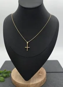 Authentic Embracing Sacred Protection ~ 14k Gold Plated Tiny Cross Necklace