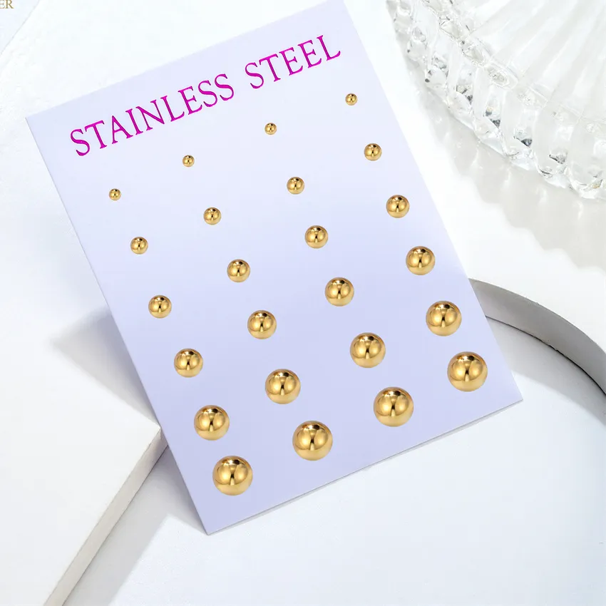 Authentic 12 Pairs Round Ball Stud Earrings Post Earrings Ear Jewelry Accessorie Items