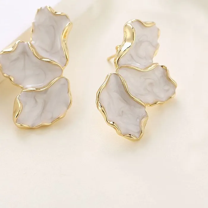Authentic Petals of the Gilded Bloom: Ethereal Enamel Earrings