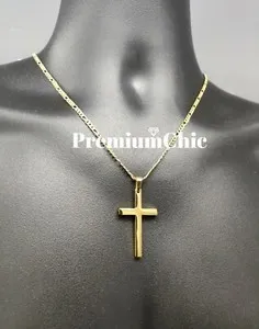 Authentic The Golden Path Figaro Chain and Sacred Cross Talisman
