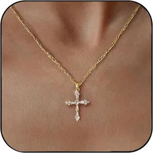 Authentic Radiant Faith Dainty 14K Gold Plated Cross Choker