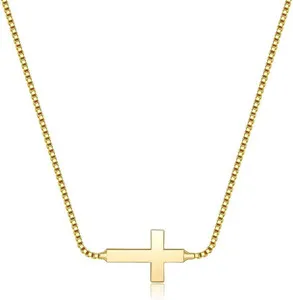 Authentic Divine Radiance: Gold Plated Cross Necklace for Spiritual Upliftment