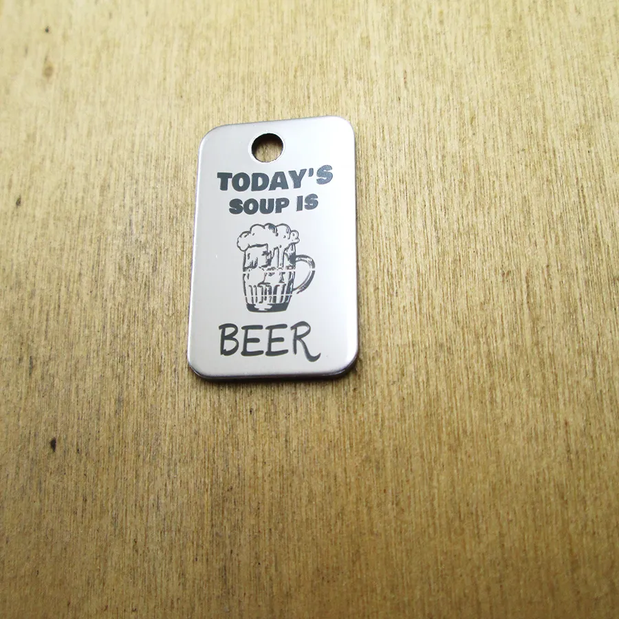 Authentic 20Pcs- - Today's Soup Is Beer Charms Laser Engraved Diy Charms Pendants