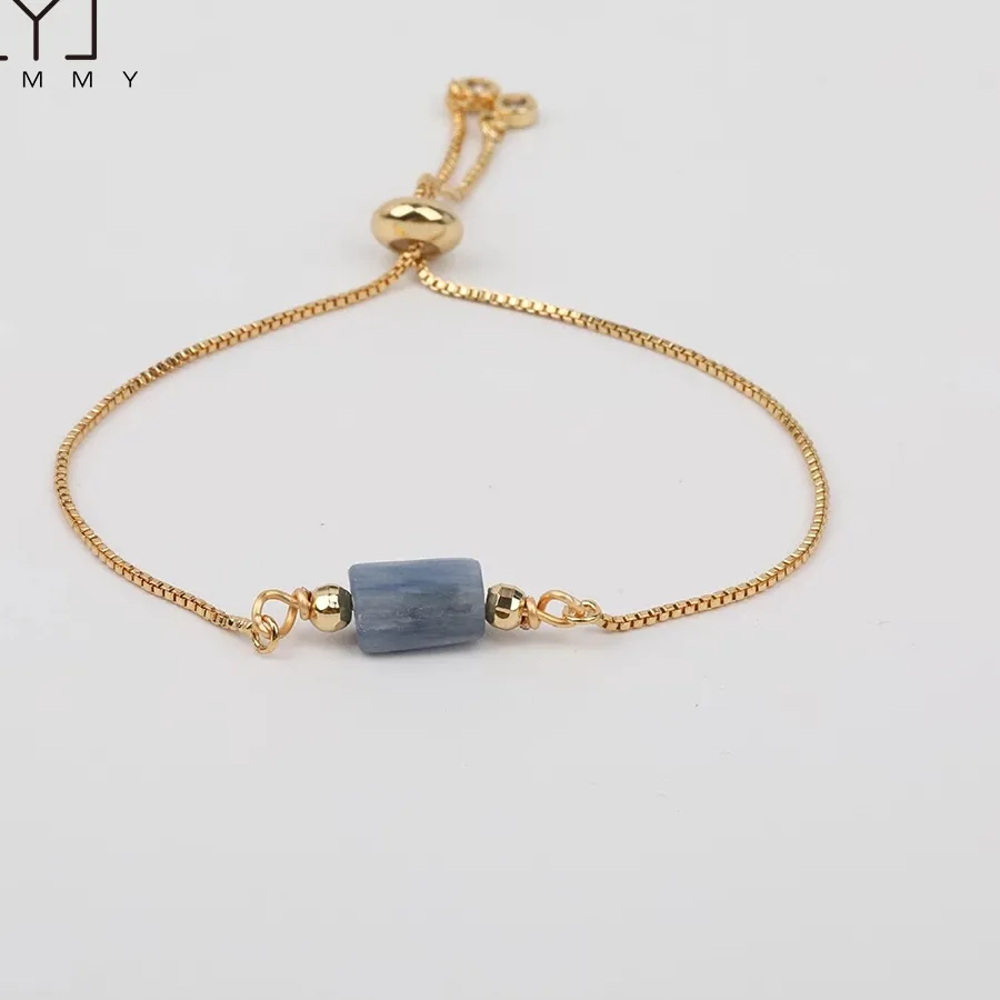 Authentic Celestial Azure Alignment: The Blue Kyanite Sacred Gold Chain Bracelet