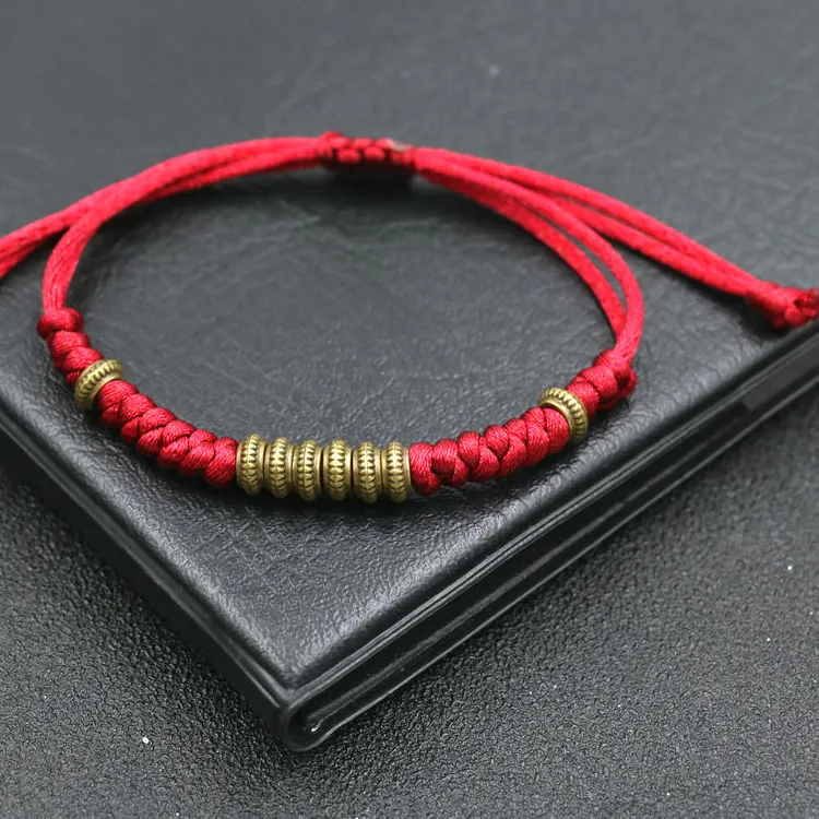 Authentic Protective Harmony: Tibetan Gold Beaded Chakra Charm Bracelet