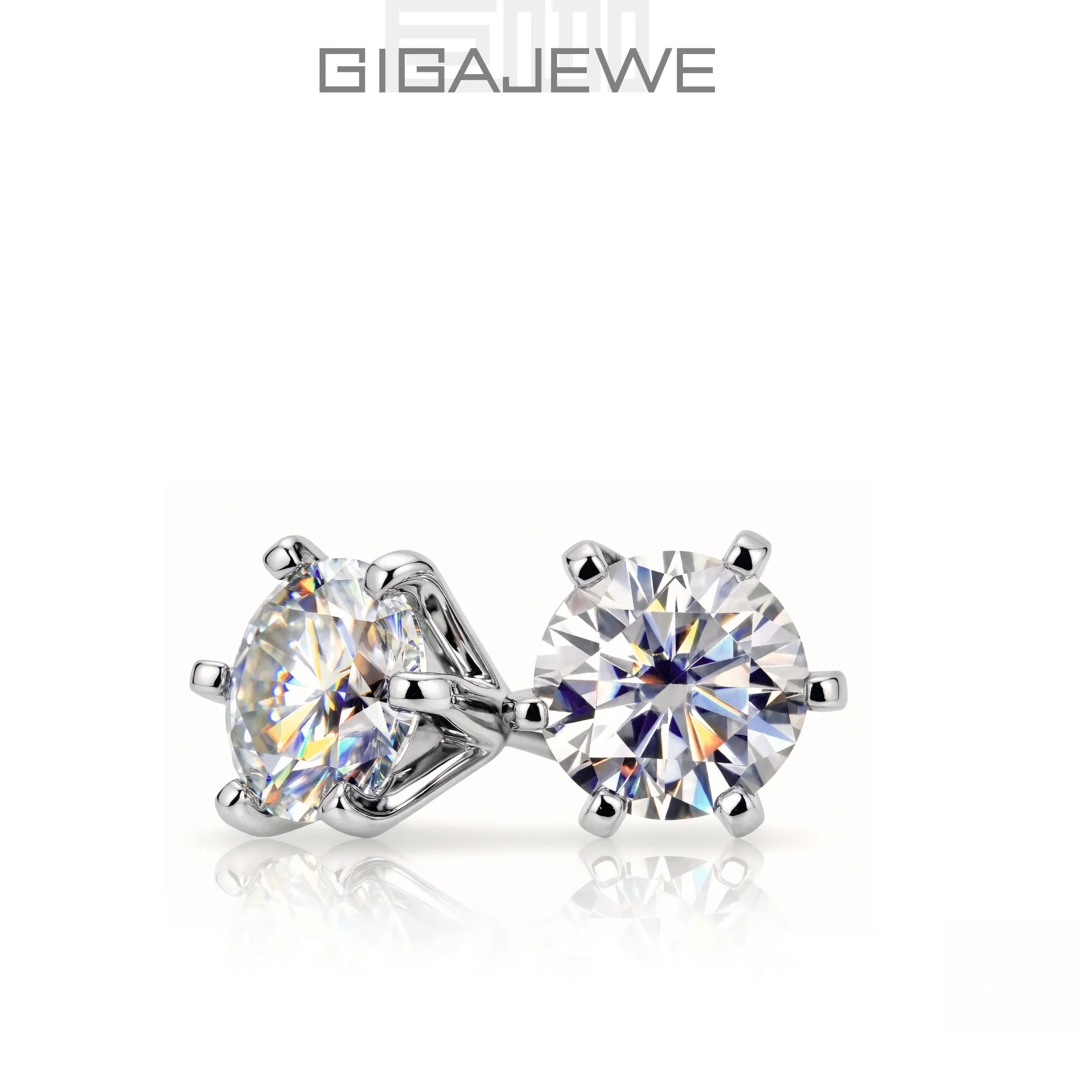 Authentic Gigajewe Moissanite Earrings 2Ct S925 Silver Diamond Test Passed Gold Plated Jewelry Wonmen