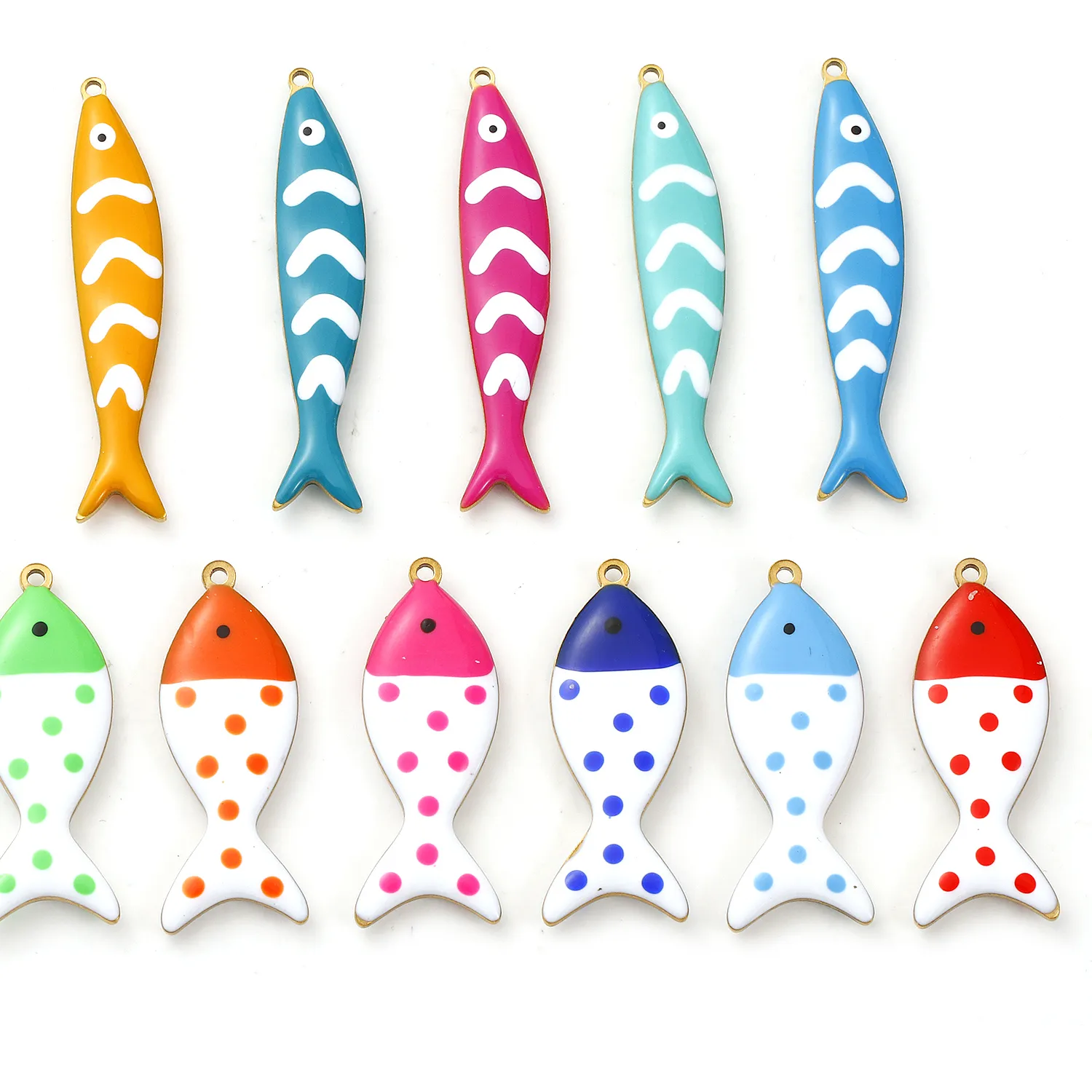 Authentic Twin Tides: 18K Gold‑Plated Oceanic Fish Pendants