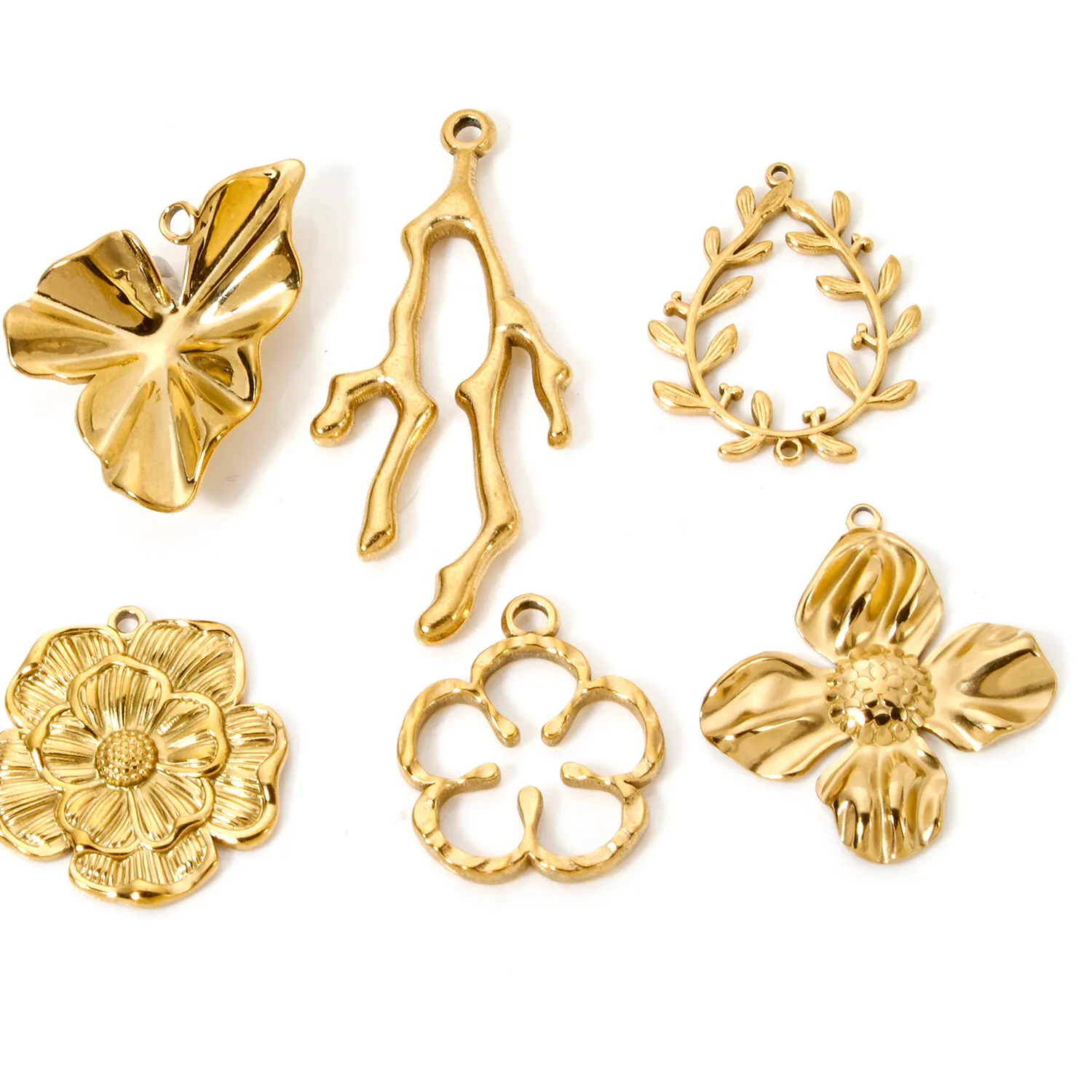 Authentic Whispers Of The Verdant Bloom 304 Floral Charms Bathed In 18K Gold Light