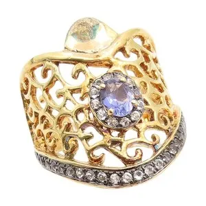 Authentic Celestial Harmony - Vintage Sterling Silver Ring with Topaz and Golden Essence