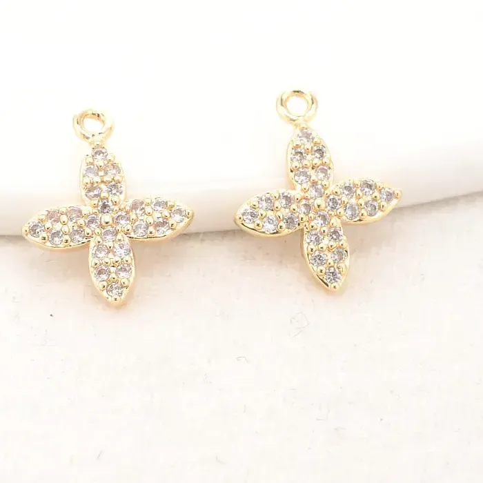 Authentic 11*14MM 14K Gold Color Plated and Zircon Cross Charms Pendants For Necklace Earrings Jewelry Making Supplies Diy Accessories